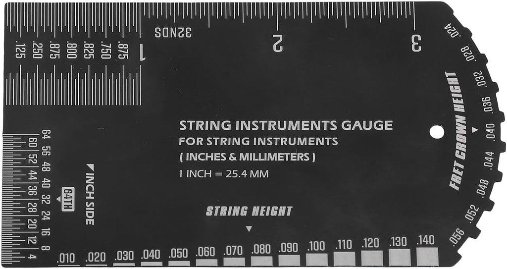 Alomejor String Action Gauge Ruler, Metric and SAE Measurement Scale, String Height Tool for Musical Instruments