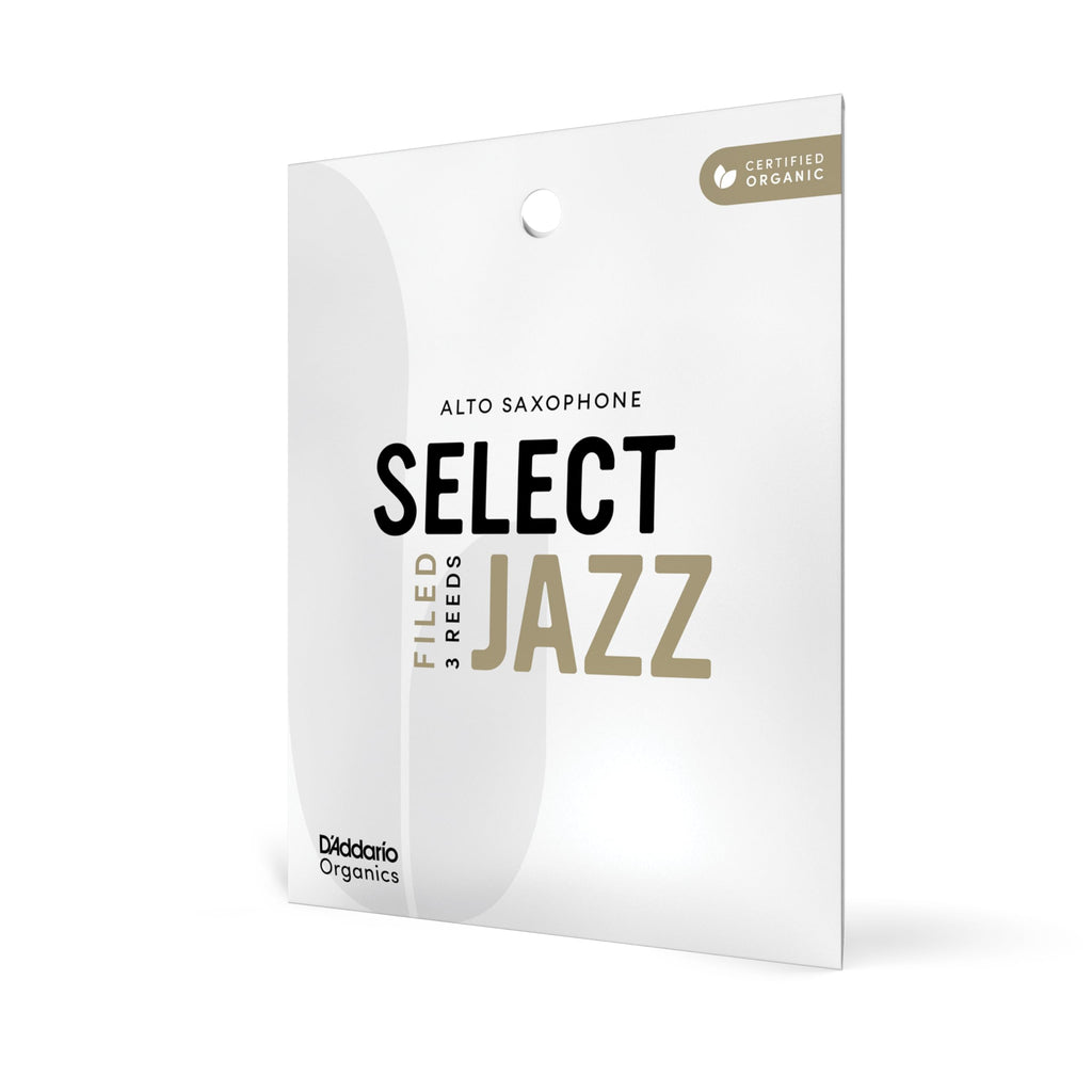 D'Addario Organic Select Jazz Filed Alto Saxophone Reeds - Sax Reeds - Individually Sealed - 3 Soft, 10 Pack