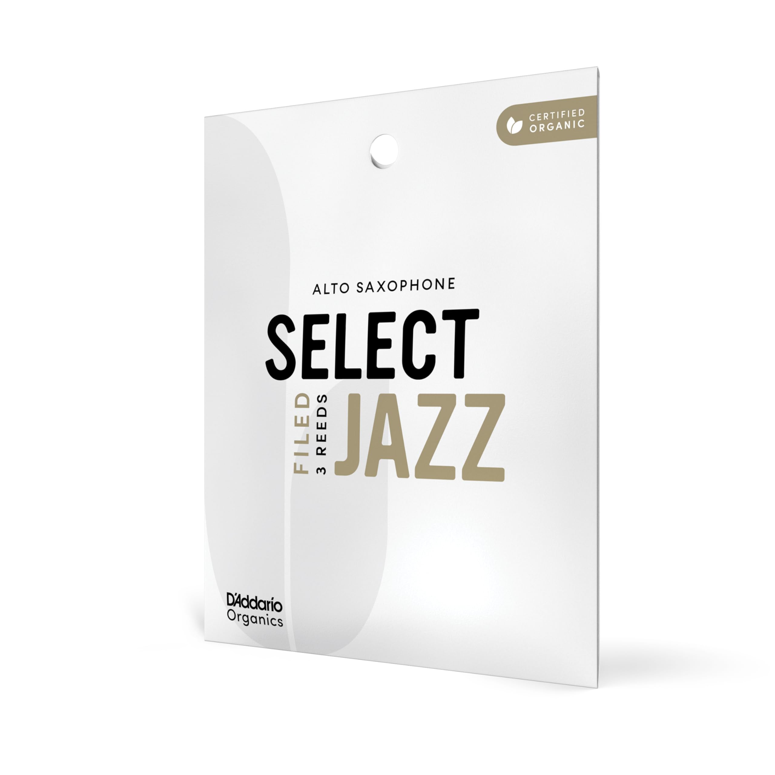 D'Addario Organic Select Jazz Filed Alto Saxophone Reeds - Sax Reeds - Individually Sealed - 3 Soft, 10 Pack