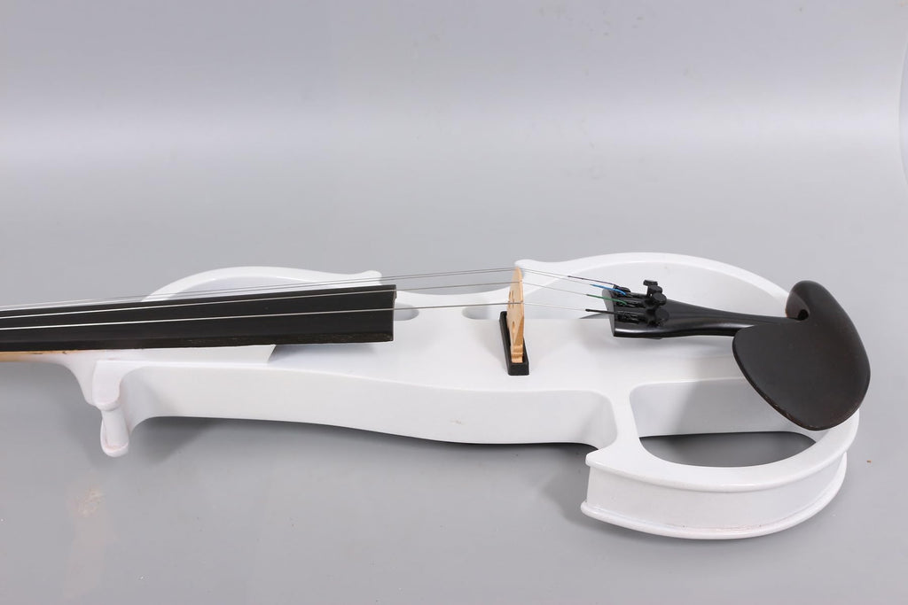 Vetimobato Electric Violin 4/4 Full Size Solid Wood Silent Violin Set for Adults Beginner Practice Electric Fiddle with Ebony Fittings Hard Case & Bow(4 String White)
