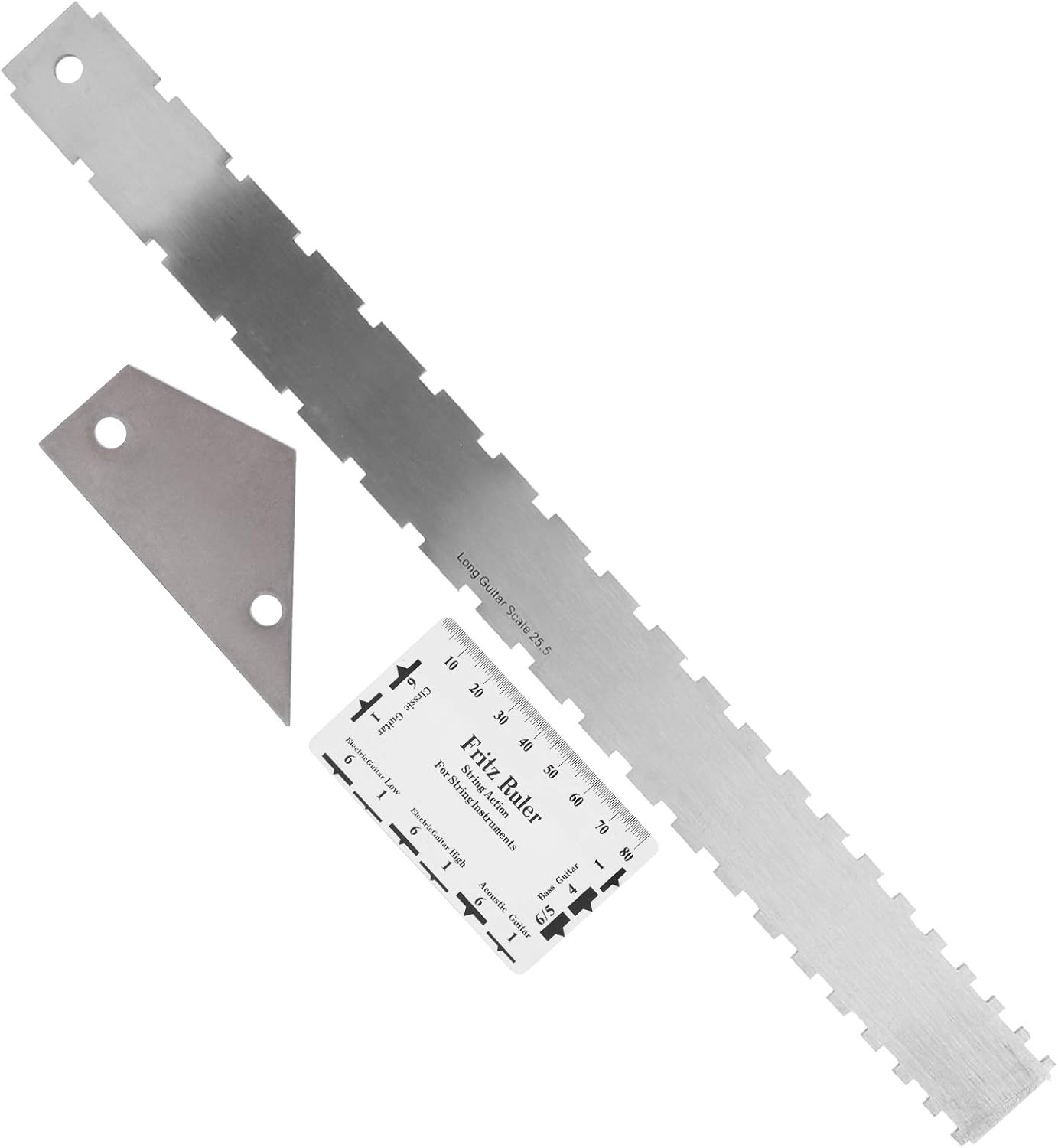 Generic Guitar Ruler Set with Stainless Steel Straight Edge for String Action Measurement and Fret Leveling Tools, 3 Pieces for Electric Guitars