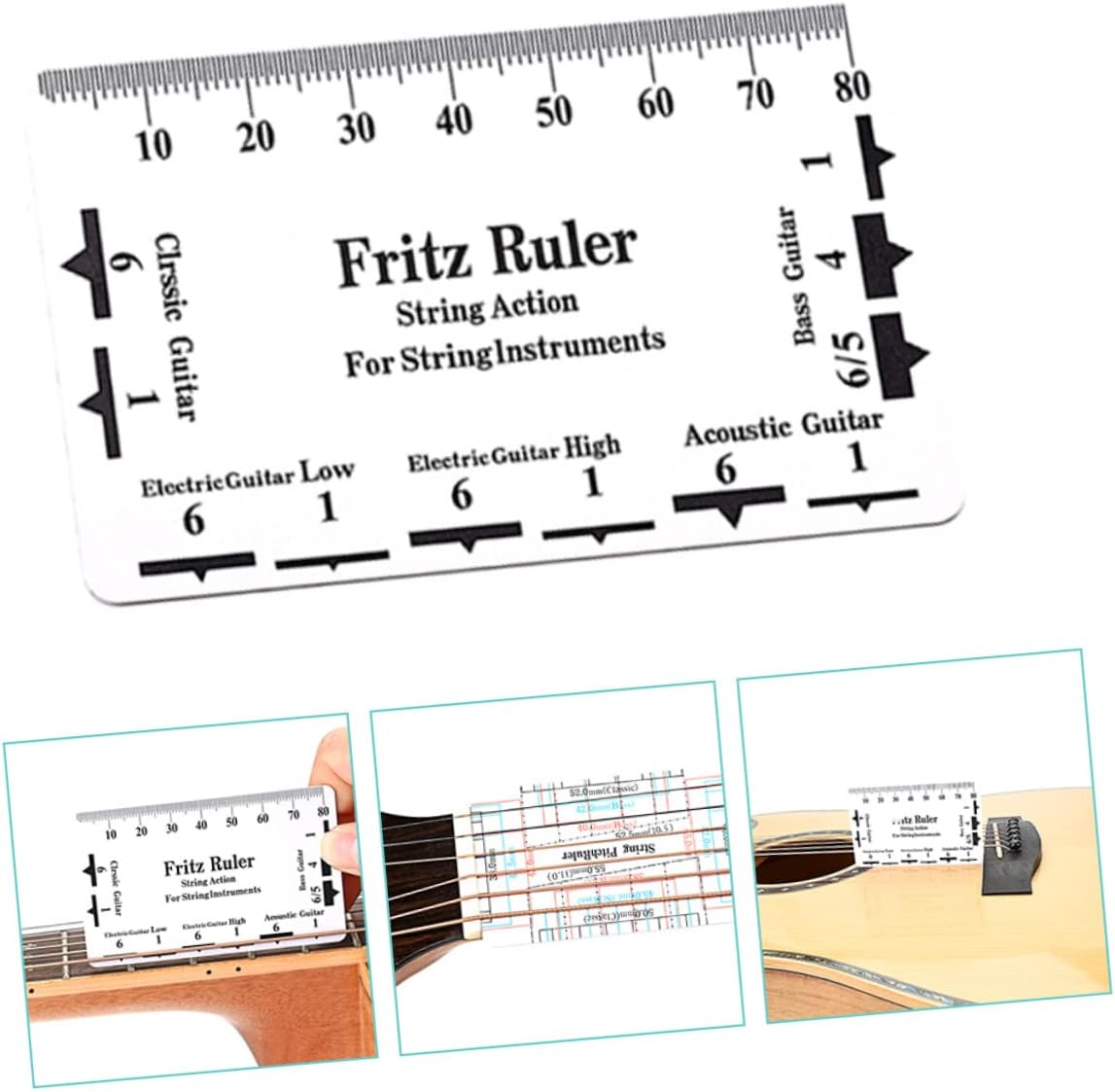 Professional Guitar String Action Gauge String Pitch Ruler Guitar Accessories Plastic for Tuning