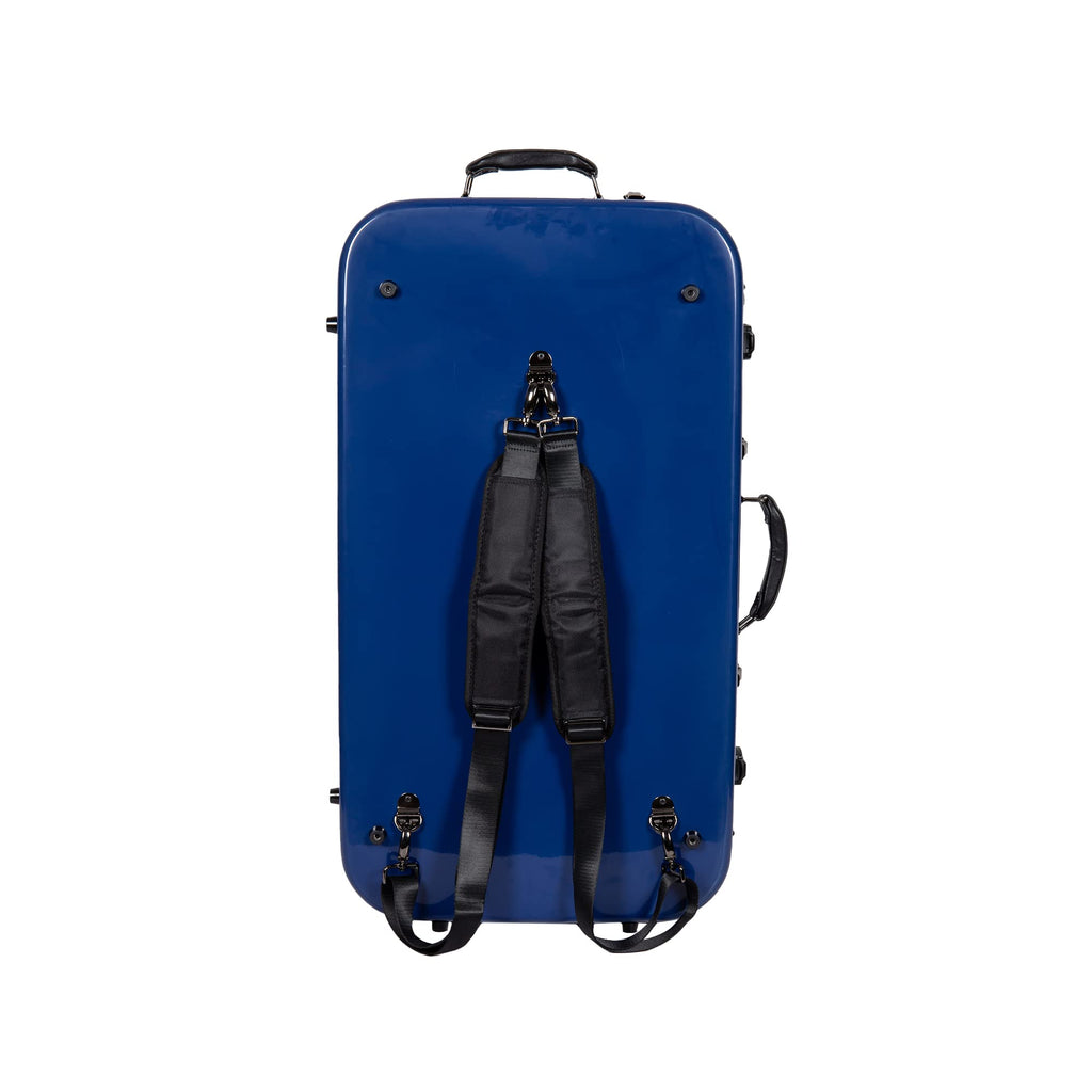 Crossrock Fiberglass Double Case for Mandolin & 4/4 Violin – Fits A & F-Style | Black Gloss Finish, TSA Lock, Backpack Straps, Accessory Storage – Pro Tour Series
