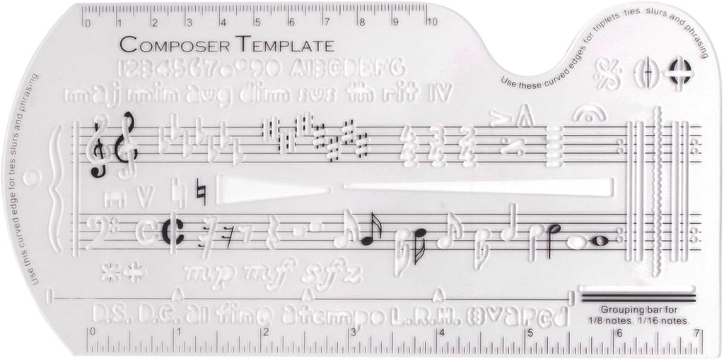 Music Composer Template Ruler, Transparent Plastic Staff Writing Guide with Pentatonic Scale, 8.3x3.9 Inch Drawing Template for Musical Notation
