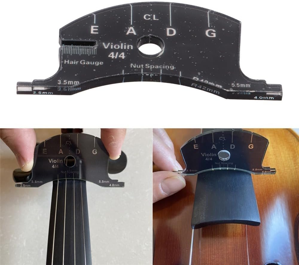 Violin Bridge Reference Tool, Acrylic Template for 4/4 3/4 | String Height Measurement, Pillow Width Check, Luthier Repair Use, 4/4 And 3/4 Violin Sizes, Portable Template