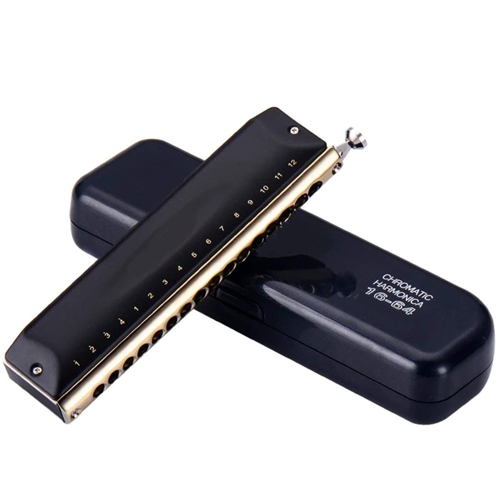 Chromatic Harmonica 16 Holes 64 Tone Mouth Organ Instrumentos Key C Professional Musical Instruments Harp(Silver ABS Comb K Db)