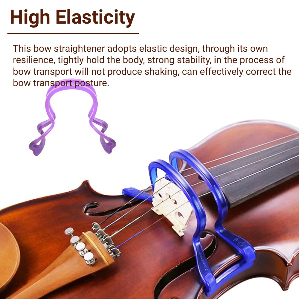 Violin Bow Straightener Tool for Beginner 1/4 1/8 1/10 Bow Straightness Corrector with Silicone Grips Teaching Aid(purple)