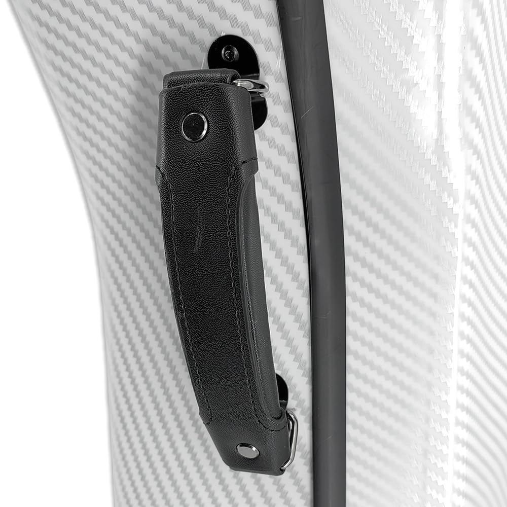1/2 Size Carbon Fiber Cello Case with Wheels - Lightweight Durable Composite Design for Easy Transport and Superior Protection(White)