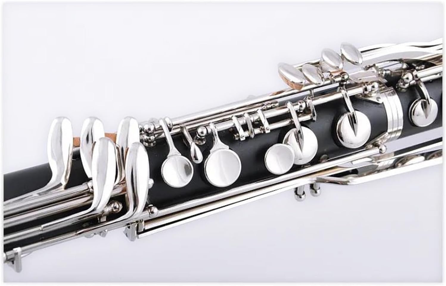 Bb Bass Clarinet Silver Plated Keys Bakelite Clarinet with Case, Copper Hoop & Bell Mouth – Student/Intermediate Woodwind Instrument