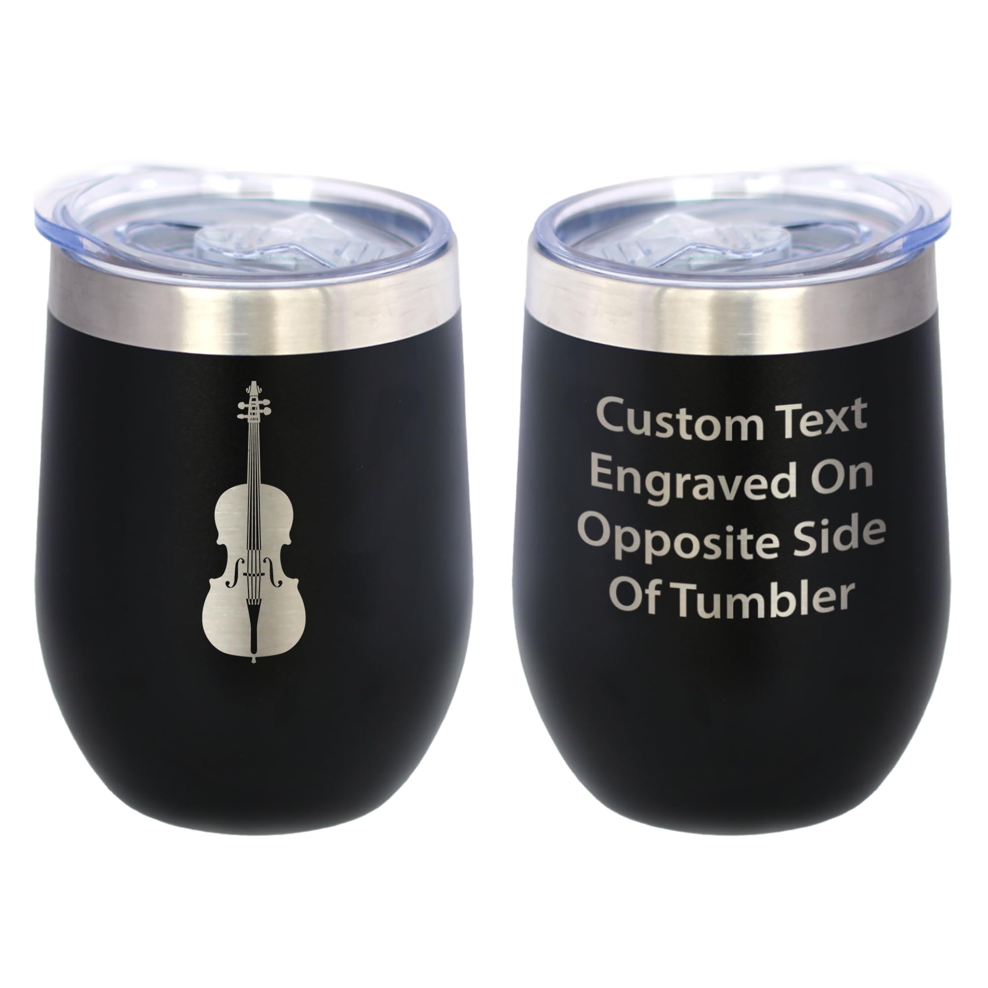 Bevvee Cello - Wine Tumbler Cup with Sliding Lid - Stainless Steel Insulated Mug - Orchestra Gifts for Cellists - Teal