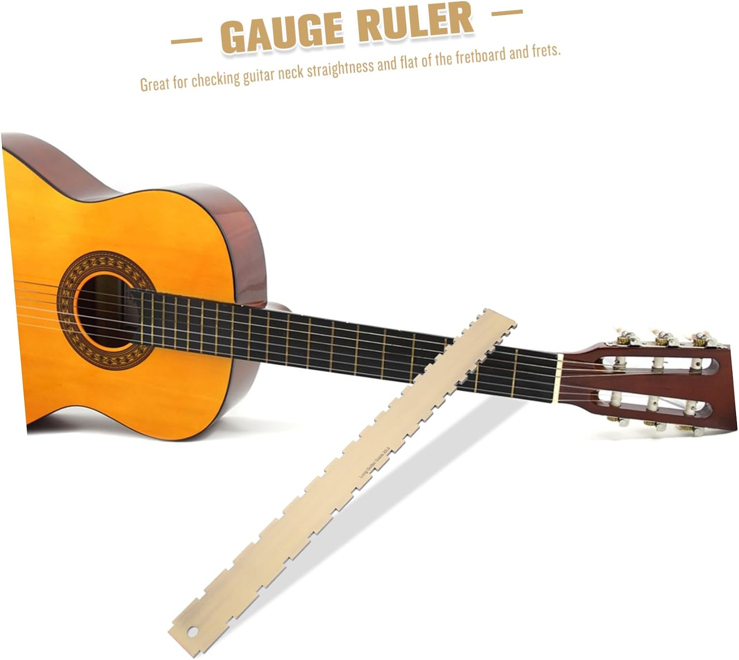 SUPVOX Bronze String Action Gauge Dual Scale Ruler for Guitar Ukulele Notched Design for Accurate String Height Measurement Essential Tool for Musicians