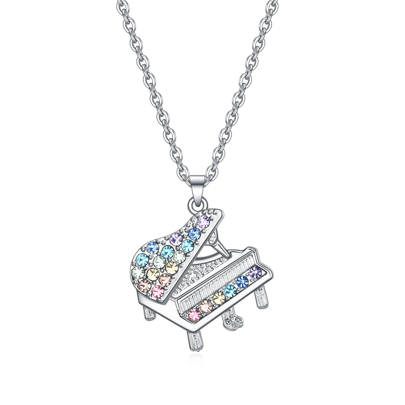 VEEHOO Violin/Guitar/Piano/Trumpet/Saxophone/Harp/Drum/Cello Necklace for Girls Women,Music Lover Jewelry Gifts for Women Girls