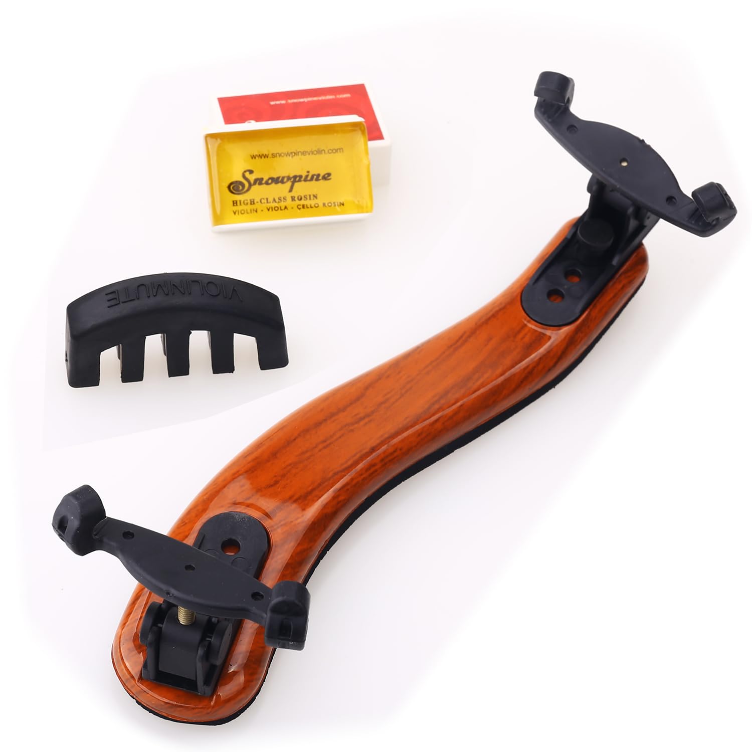 NANYI Premium Violin Shoulder Rest 1/2 Size & 1/4 Size, Adjustable Wood Shoulder Rest for Violin with Comfortable Thick Foam Pad, Collapsible Silicone Feet, Includes Violin Mute
