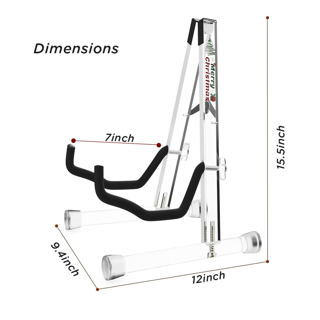 DIDA Guitar Stand, Acrylic Transparent Guitar Stand for Acoustic Guitar, Electric Guitar, Cello, Guitar Holder, Single Guitar Stand, Guitar Accessories (Merry Christmas, Electric Guitar/Cello/Bass)