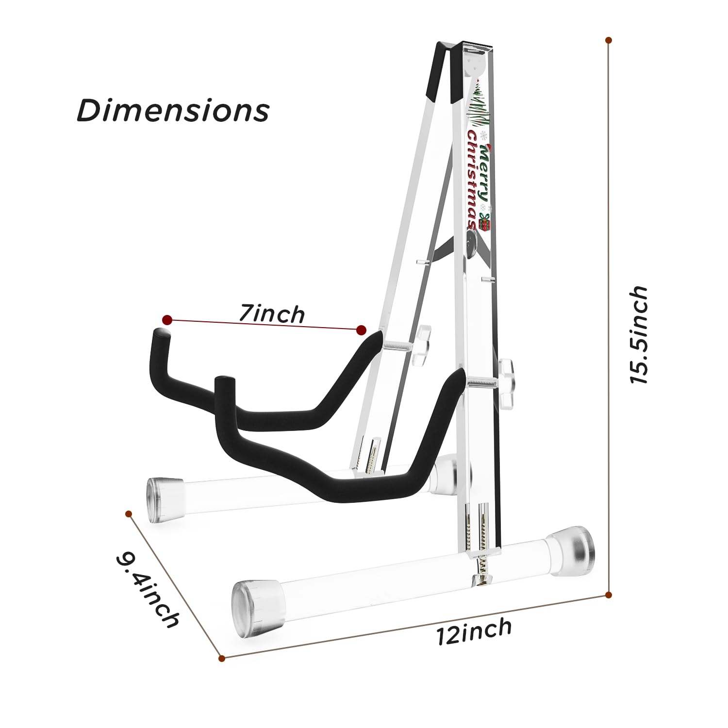 DIDA Guitar Stand, Acrylic Transparent Guitar Stand for Acoustic Guitar, Electric Guitar, Cello, Guitar Holder, Single Guitar Stand, Guitar Accessories (Merry Christmas, Electric Guitar/Cello/Bass)