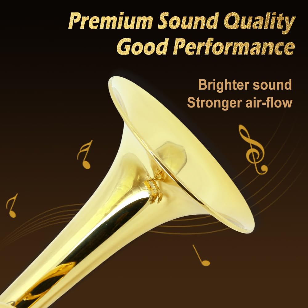 Trumpet Set for Beginners - Includes Silver Standard Trumpet, Hard Case, 7C Mouthpiece, Cleaning Kit, Gloves. Attractive tone, easy to Play for Students