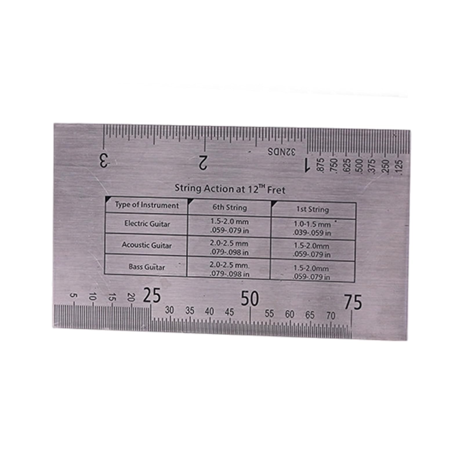String Action Ruler Gauge String Height Measurement Tool Guitar Fret Leveling Ruler Set Up Repair Enduring Measuring