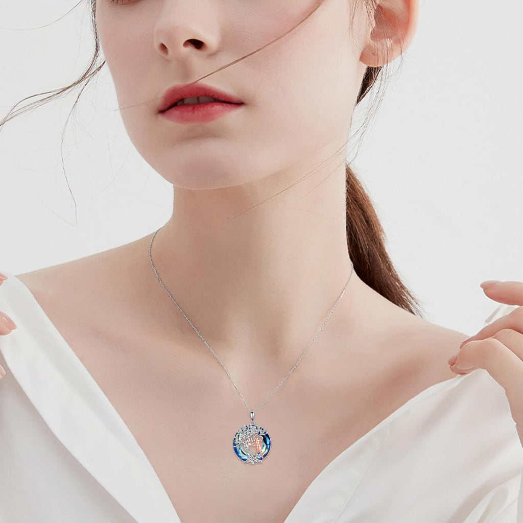 YFN Tree of Life Necklace Sterling Silver Crystal Jewelry Graduation Birthday Gifts for Women