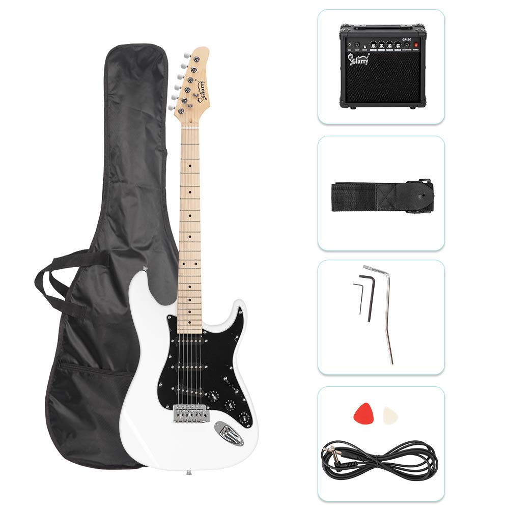 GLARRY Full Size Electric Guitar for Music Lover Beginner with 20W Amp and Accessories Pack Guitar Bag (GREEN, Left Handed 39")