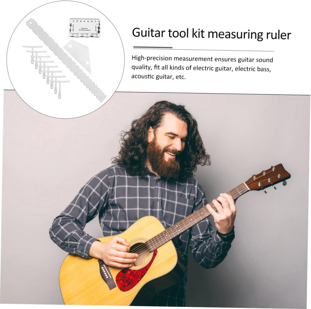 Kisangel 12pcs Guitar Tool Kit Luthier Tools Set Action Gauge String Action Ruler Fret Ruler for Guitar Maintenance