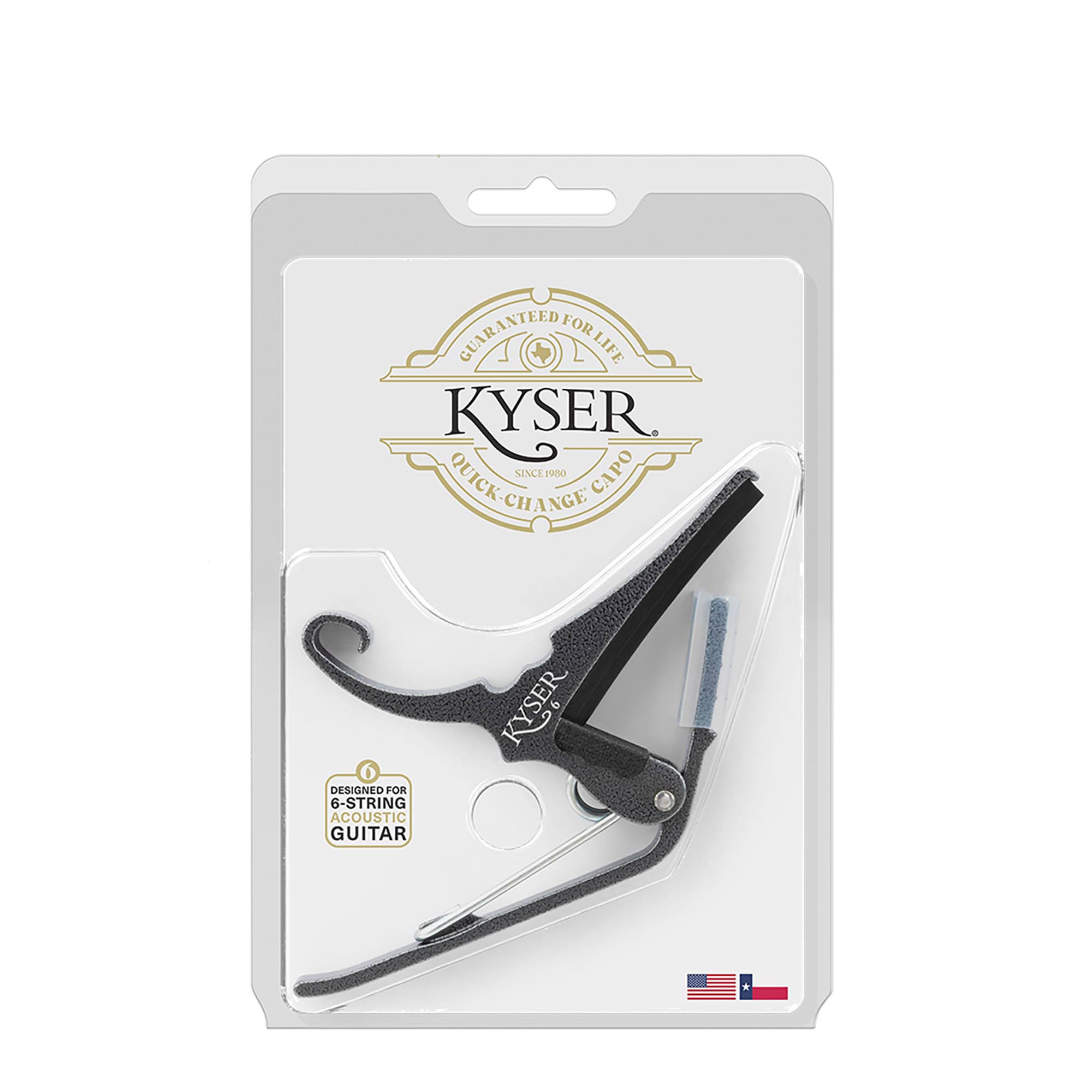 Kyser Quick-Change Guitar Capo for 6-string acoustic guitars, Black, KG6BA