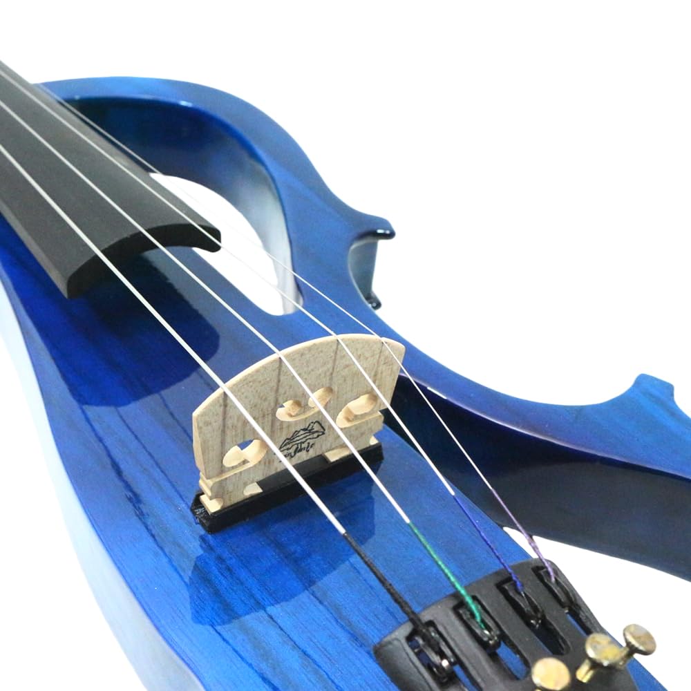 4 String Electric Viola Full 4/4 Size, Silent Practice Viola, Solid Wood Metallic Electric Violas with Ebony Fittings, Beginner Kit for Adults Teens (black)