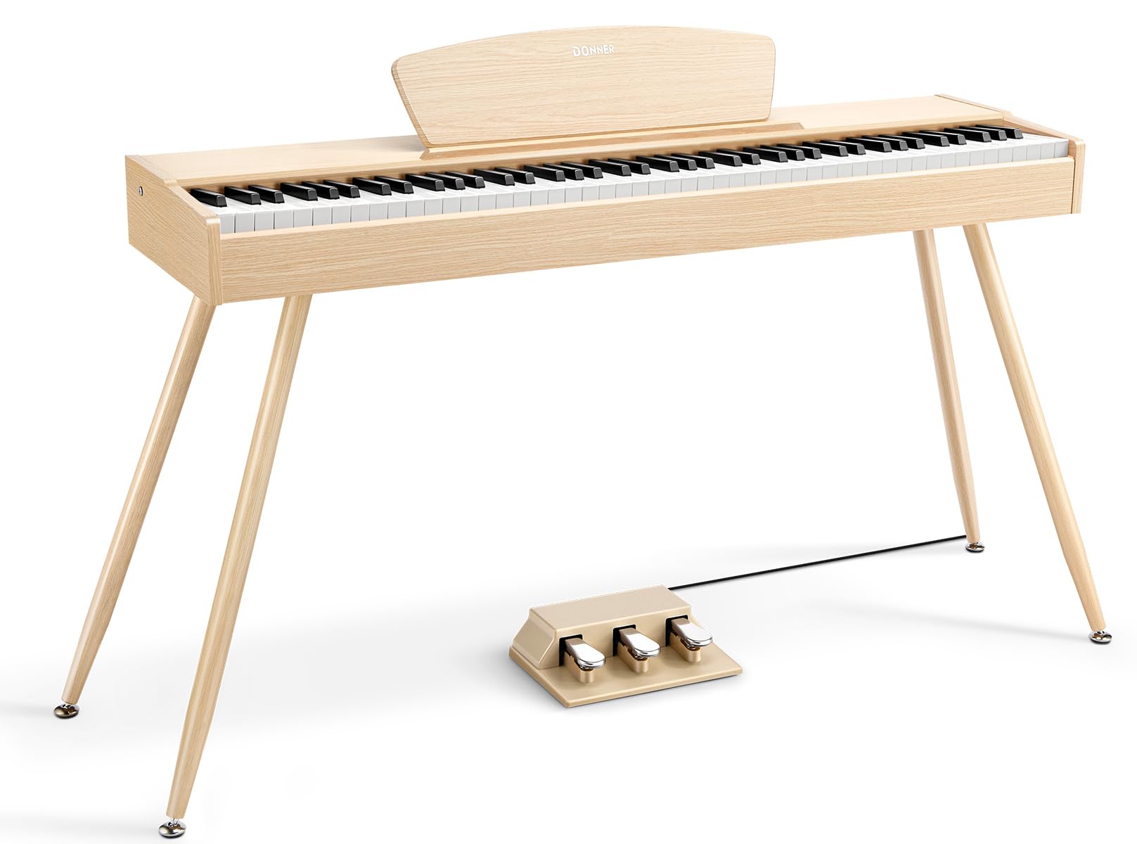 Donner DDP-80 PLUS Digital Piano 88 Key Weighted Keyboard, Home Electric Piano, Supports USB-MIDI & Headphones Connection, Semi-open Cover Designed, with Metal Three Pedal, Power Adapter