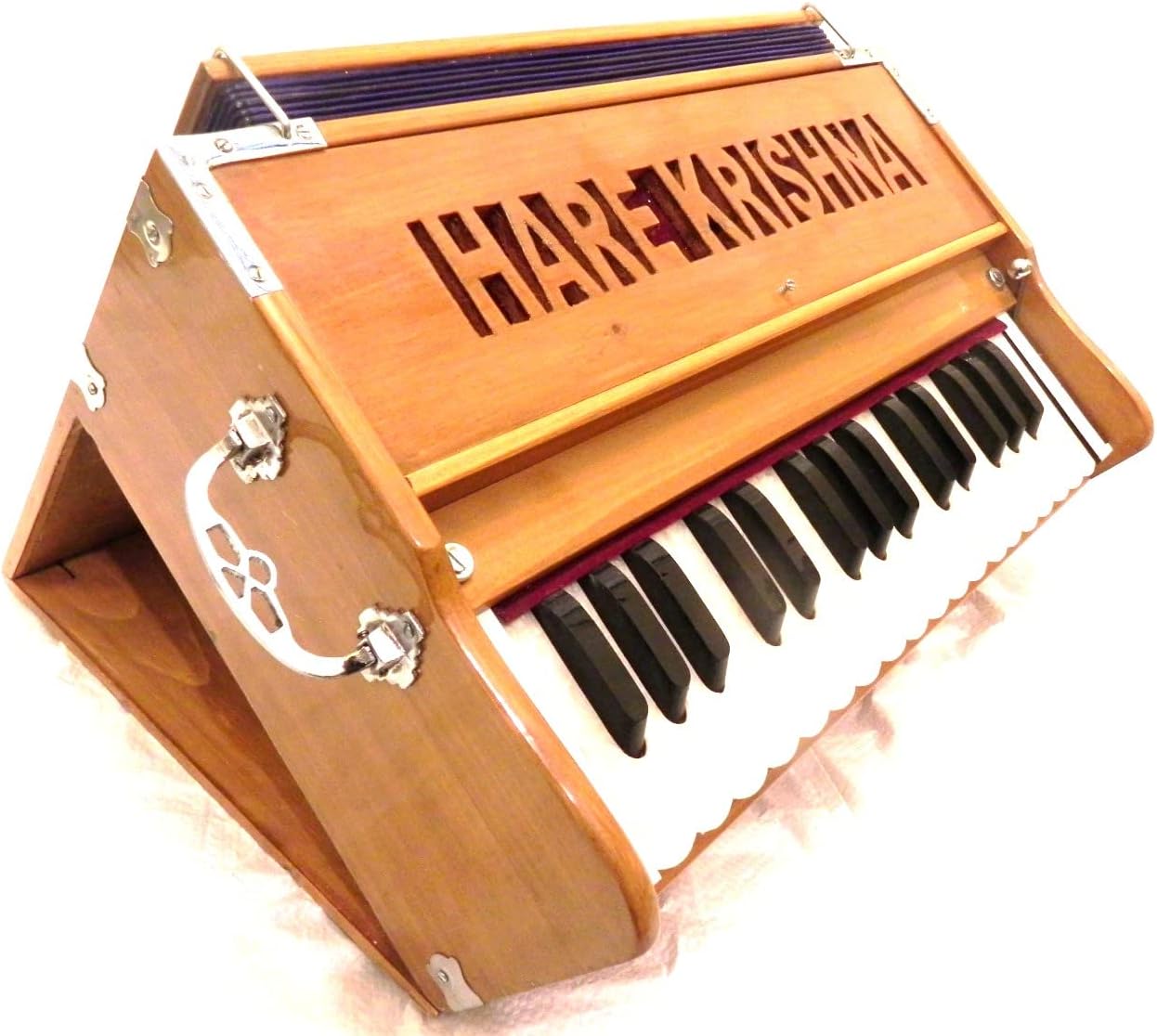 Harmonium, Hare Krishna, In USA, Double Reed, Coupler, Natural Color, without Stoppers, Standard, Padded Bag, Tuned to A440, Musical Instrument Indian