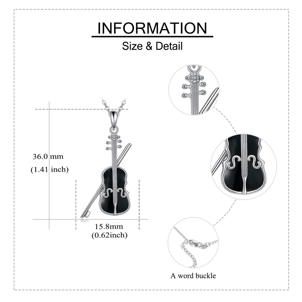 YAFEINI Violinist Cellist Gifts for Her 925 Sterling Silver Cello Violin Pendant Necklace Music Jewelry for Women Birthday Christmas Gifts