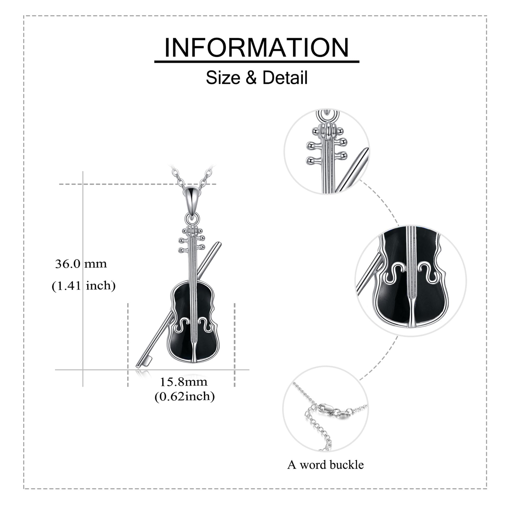 YAFEINI Violinist Cellist Gifts for Her 925 Sterling Silver Cello Violin Pendant Necklace Music Jewelry for Women Birthday Christmas Gifts