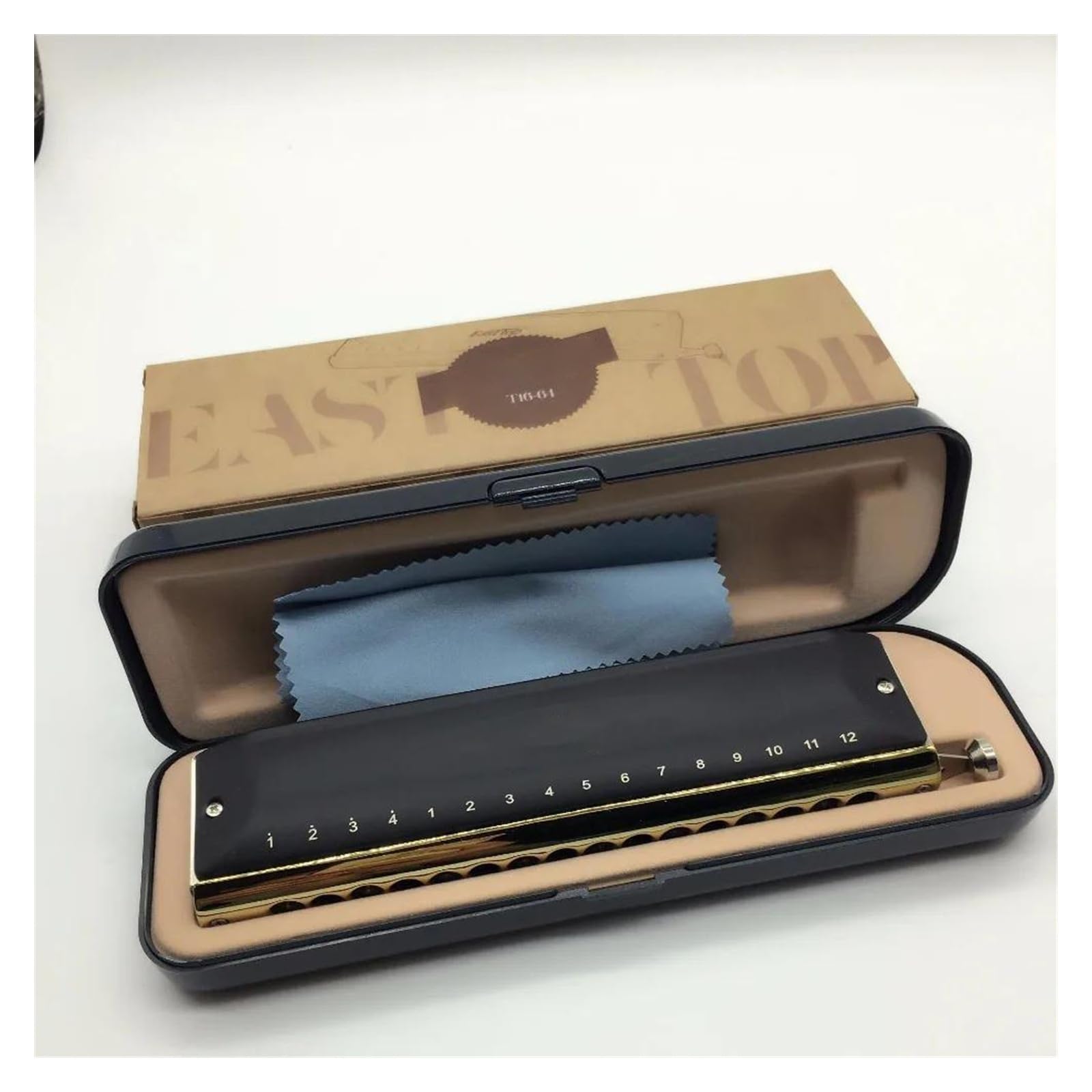harmonicas for adults Professional 16 Hole Chromatic Harmonica ABS Comb Black Cover Harp Musical Instruments C Key Metal Mouth Organ(Black)