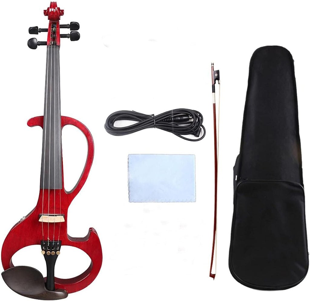 Cello Kit Violin Red 4/4 Electric Silent Violin Hand-Made Case+Bow