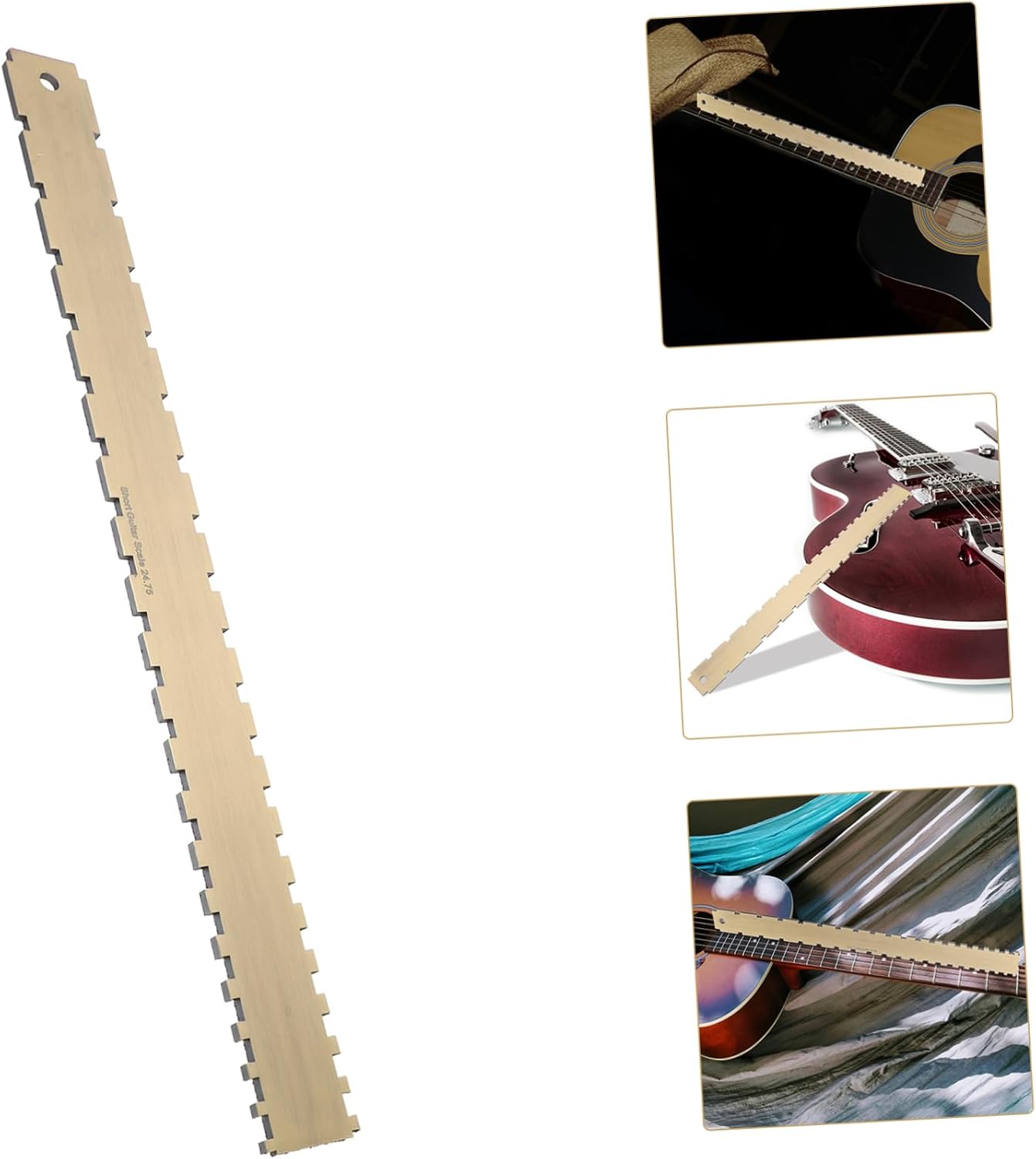 SUPVOX Bronze String Action Gauge Dual Scale Ruler for Guitar Ukulele Notched Design for Accurate String Height Measurement Essential Tool for Musicians