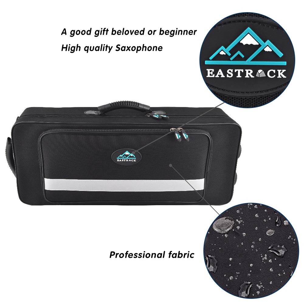 EASTROCK Black/Golden Alto Saxophone E Flat Sax Full Kit for Students Beginner with Carrying Case,Mouthpiece,Mouthpiece Cushion Pads,Cleaning Cloth&Cleaning Rod,White Gloves,Neck Strap