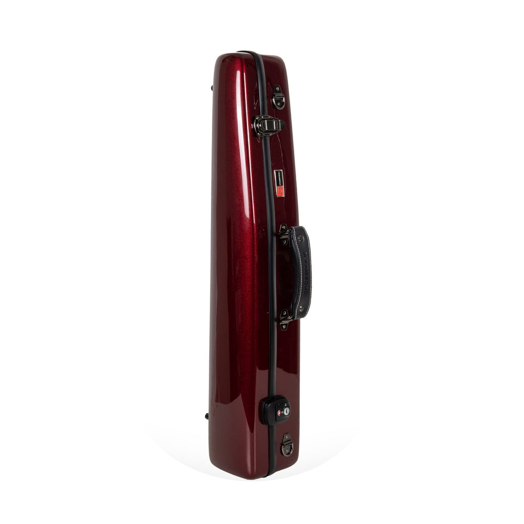Crossrock Fiberglass Straight Soprano Saxophone Case | Wine Red Gloss Finish, Padded Interior, Backpack Straps – Lightweight Hardshell for Travel & Protection (CRF1000SSRD)