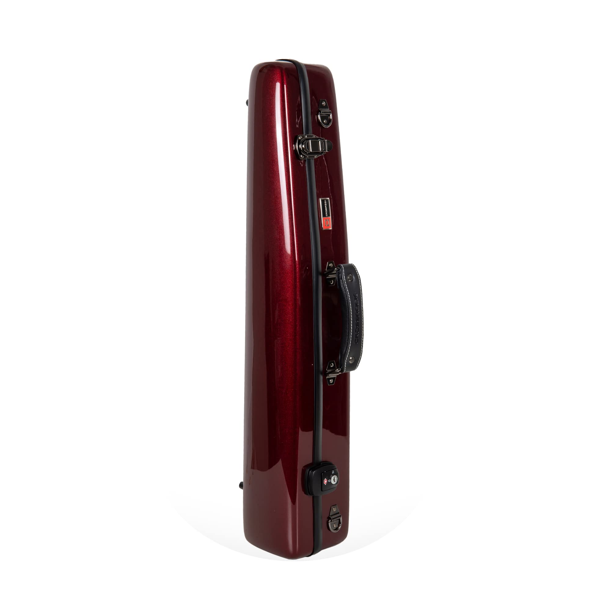Crossrock Fiberglass Straight Soprano Saxophone Case | Wine Red Gloss Finish, Padded Interior, Backpack Straps – Lightweight Hardshell for Travel & Protection (CRF1000SSRD)