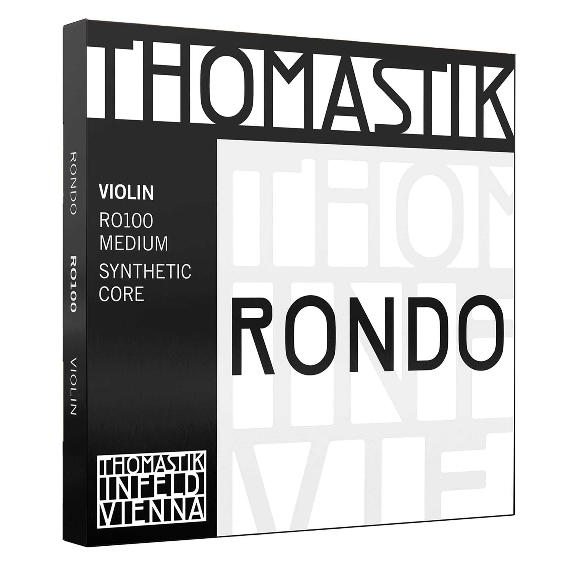Thomastik-Infeld Rondo Violin Set – Medium Tension – 4/4 Size – RO100 – Synthetic Core, Silver and Aluminum Wound, Tin-Plated, Removeable Ball– Deep Tonal Color – Intense Focus – Fast Bow Response