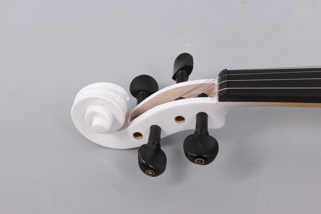 Vetimobato Electric Violin 4/4 Full Size Solid Wood Silent Violin Set for Adults Beginner Practice Electric Fiddle with Ebony Fittings Hard Case & Bow(4 String White)