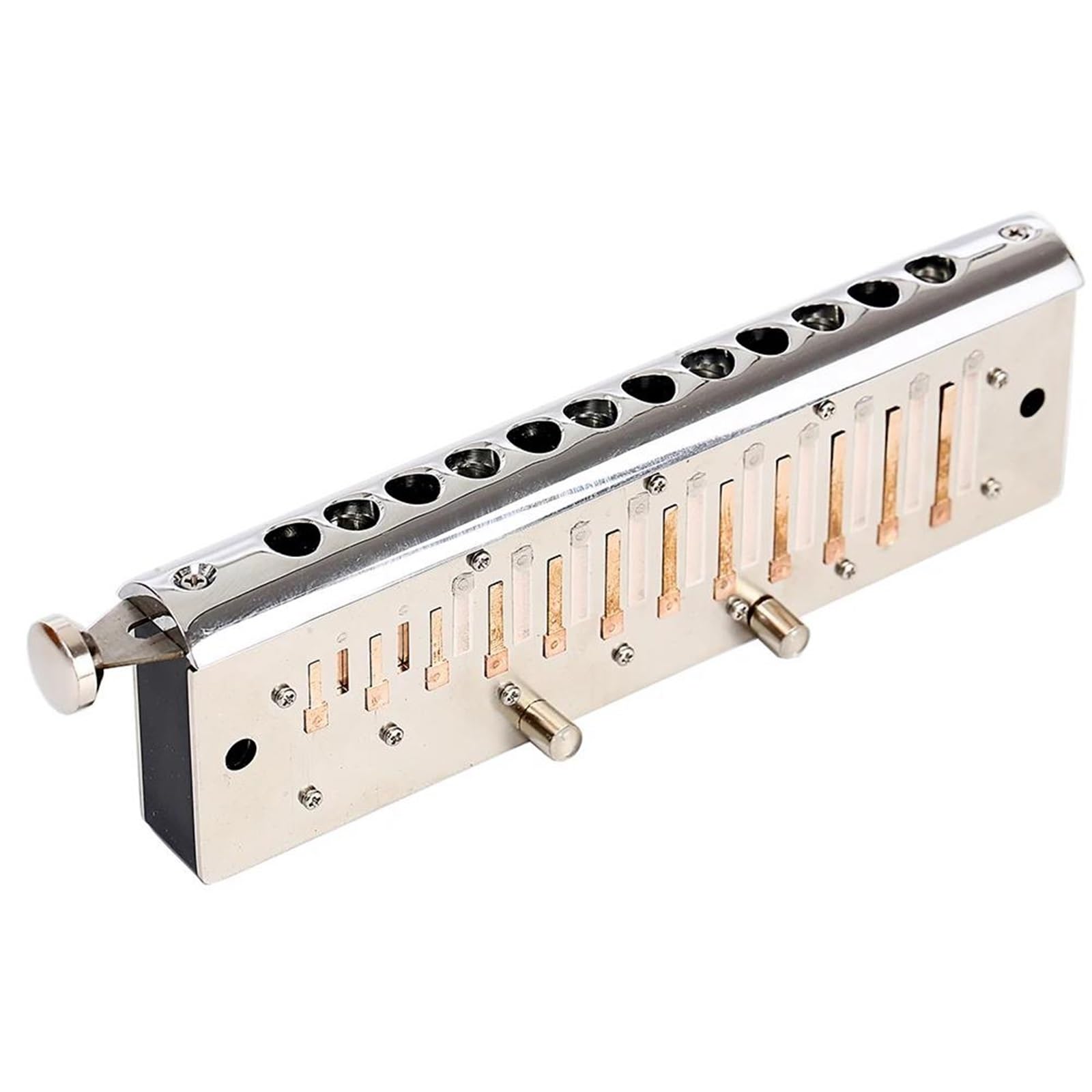 Chromatic Harmonica Performer Mouth Organ Harp Key Of C Musical Instruments 12 16 Holes 48 64 Tone Harmonica Professional (Color : 12-Bb)