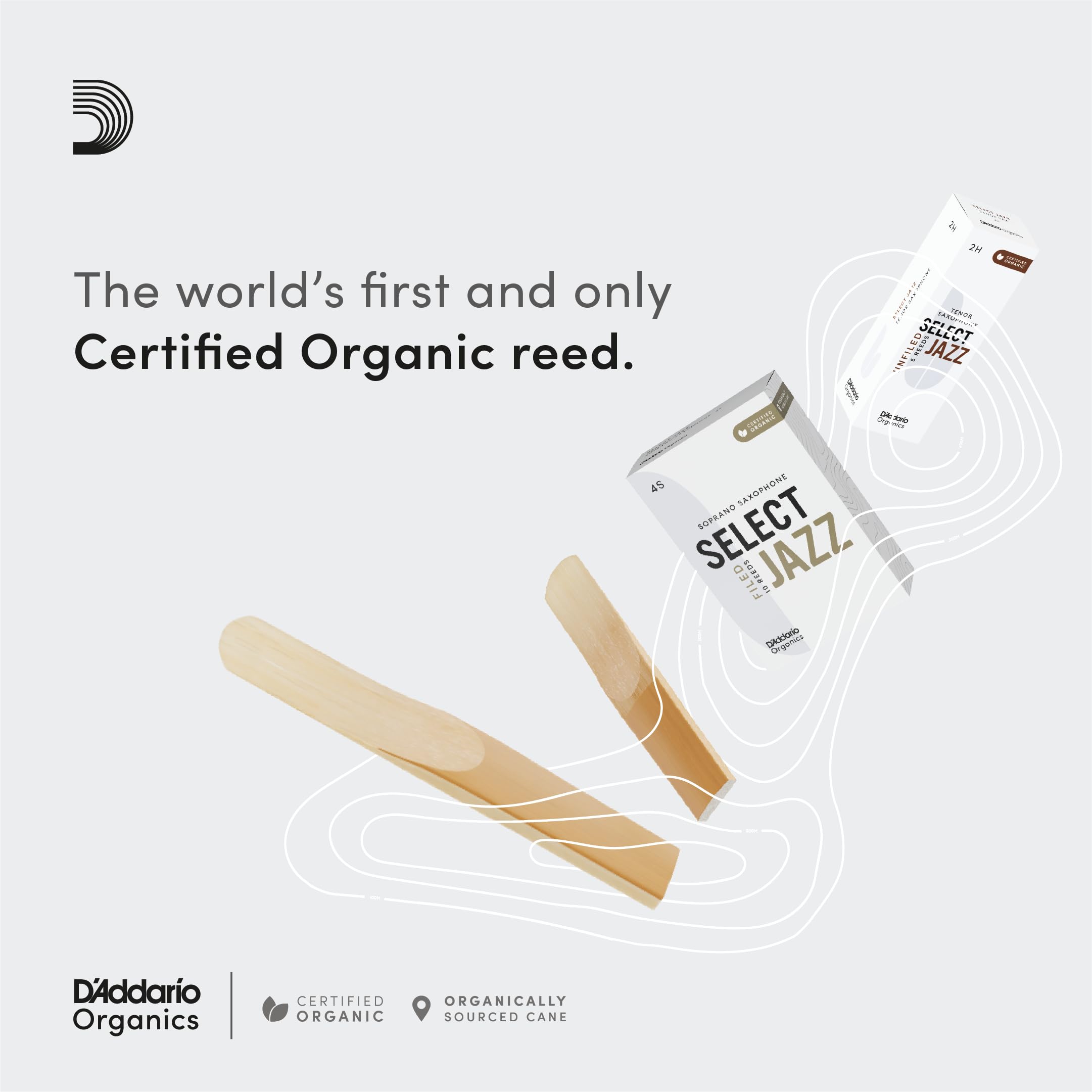 D'Addario Organic Select Jazz Filed Alto Saxophone Reeds - Sax Reeds - Individually Sealed - 3 Soft, 10 Pack