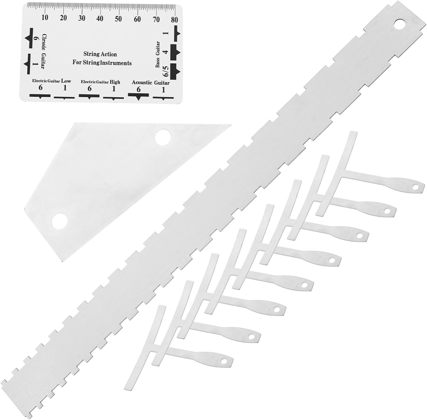 Toddmomy 12pcs Guitar Setup Kit String Action Ruler Radius Gauge for Fretting Nut Saddle Adjustment