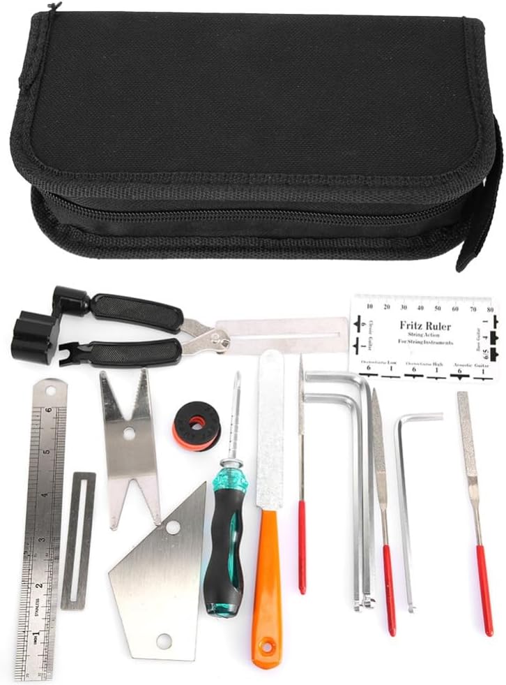 – Professional Guitar Maintenance Kit with String Organizer Guitar Winder String Cutter String Action Ruler Gauge for Acoustic Guitar Ukulele Bass