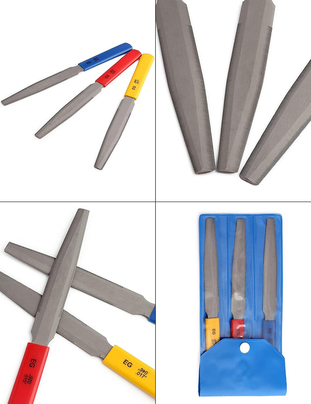 Electric Guitar files set,Acoustic Guitar file set,Bass Guitar files set,Tapered Nut Files Double Edge Nut Slotting Files,Fret Crowning Files Luthier Tools 3pcs set(Bass Guitar files)