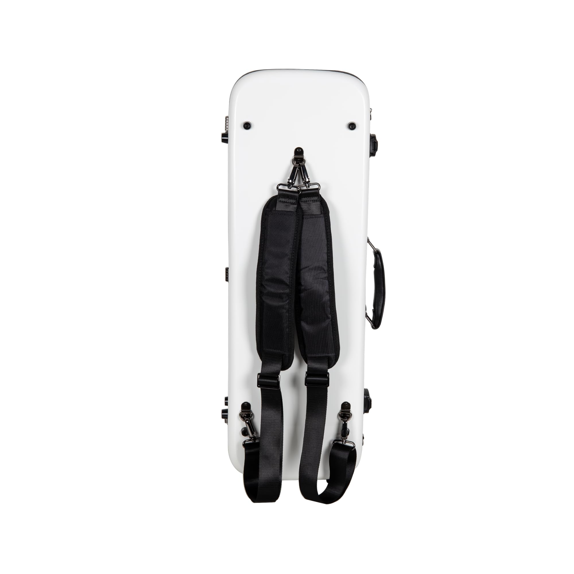 Crossrock Fiberglass Double Violin Case fits Two 4/4 Full-Size Violins- Includes TSA lock, Protective Blanket, Hygrometer, Removable Shoulder Straps- Milky White (CRF2020DVMW)