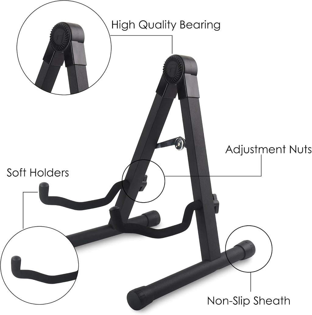 Guitar Stand, A-Frame Floor Folding Stand with Padded Foam for Acoustic, Electric, Bass Guitars, Cello, Mandolin, Banjo, Ukulele