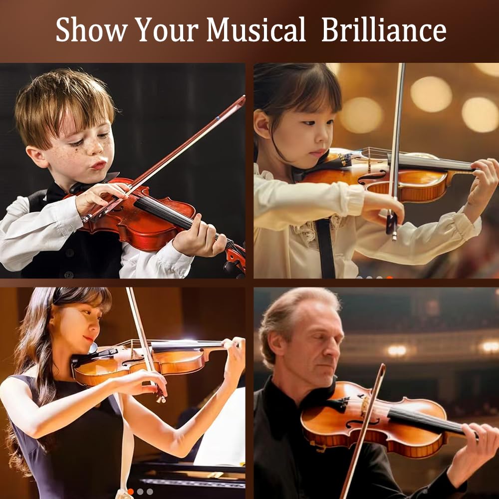 1/2 Violin Set for Beginners Violin Fiddle Set for Beginners with Shoulder Rest Bow Bridge Hard Case and Extra 4strings