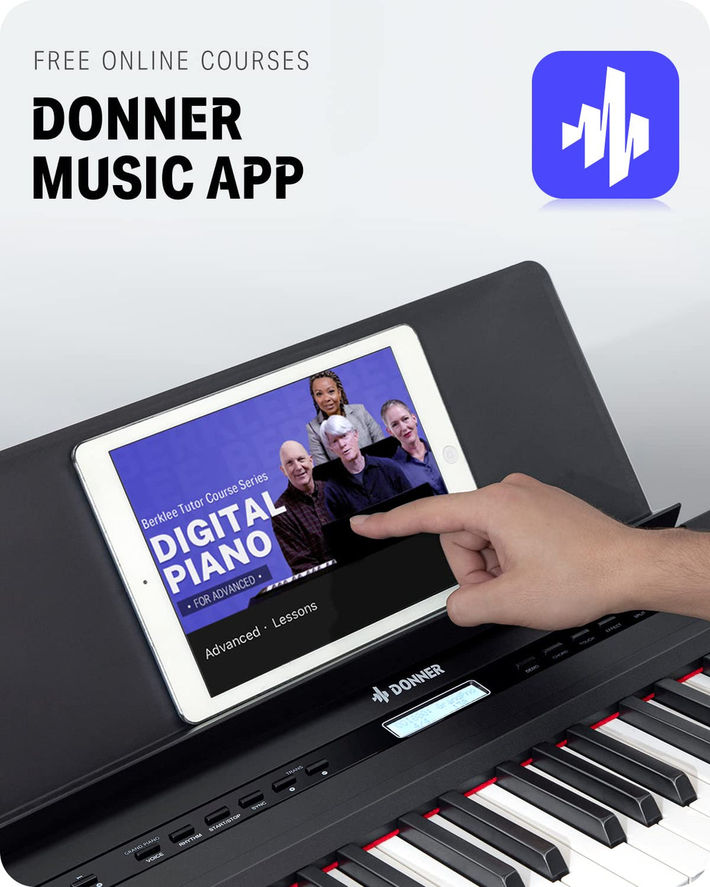 Donner 88 Key Weighted Keyboard, Premium Upright Piano for Beginner to Professional, Full Size Electric Keyboard with Headphone Adapter DDP-400