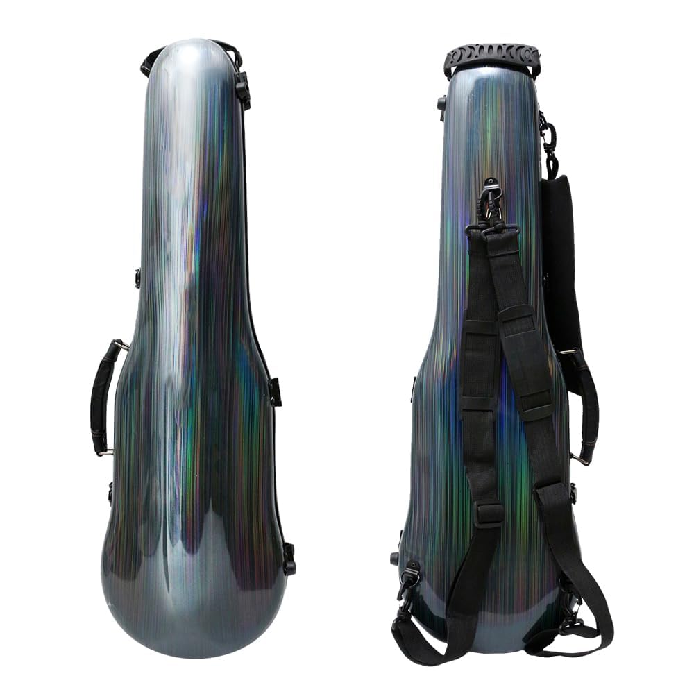 Vetimobato Dazzling Hard Shell Violin Case 4/4 Full Size Strong Light Flight Carbon Fiber Violin Box with Straps Travel Violin Case (Multicolored)