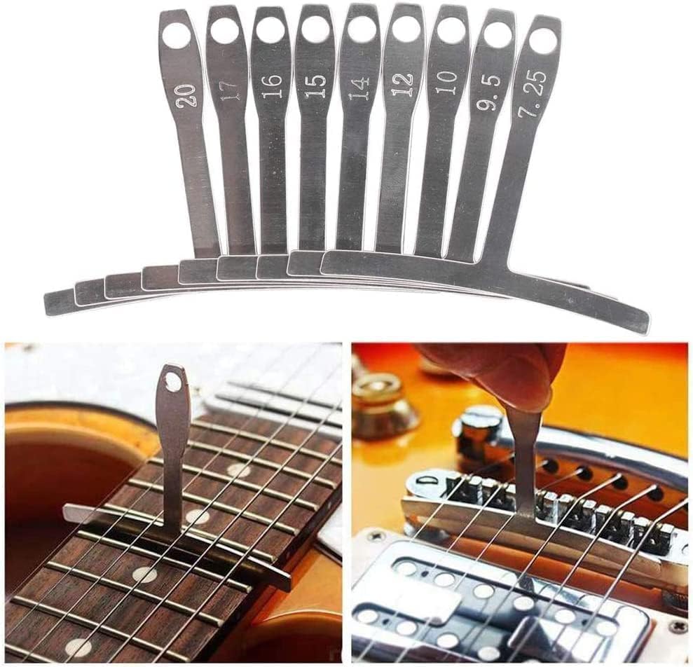 14 Pieces Guitar Luthier Tools Set Guitar Radius Gauge Neck Straight Edge String Action Gauge Ruler Feeler Gauge Fret Rocker Fret Leveling Beam Set Up Tool for Guitar Fretboard and Frets