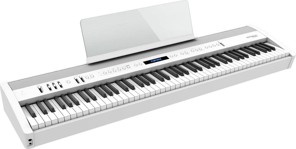 Roland FP-60X 88-Key Digital Piano - White Bundle with Adjustable Stand, Bench, Deluxe Sustain Pedal, Online Piano Lessons, Instructional DVD, and Austin Bazaar Polishing Cloth